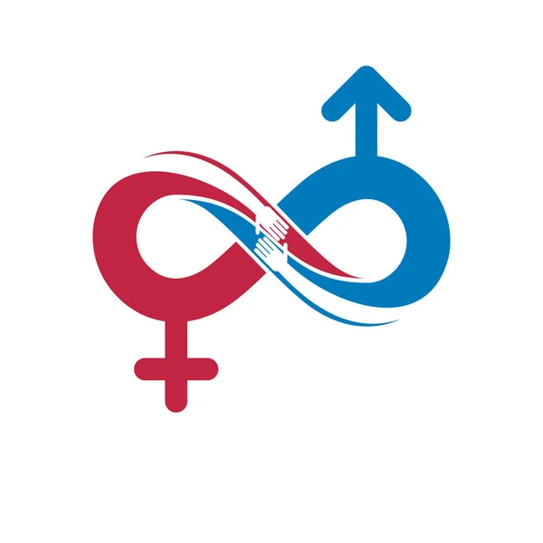 永恒的爱的概念 矢量符号创造了无限循环和雄性火星一个雌性金星的标志 关系理念 — 图库矢量图片