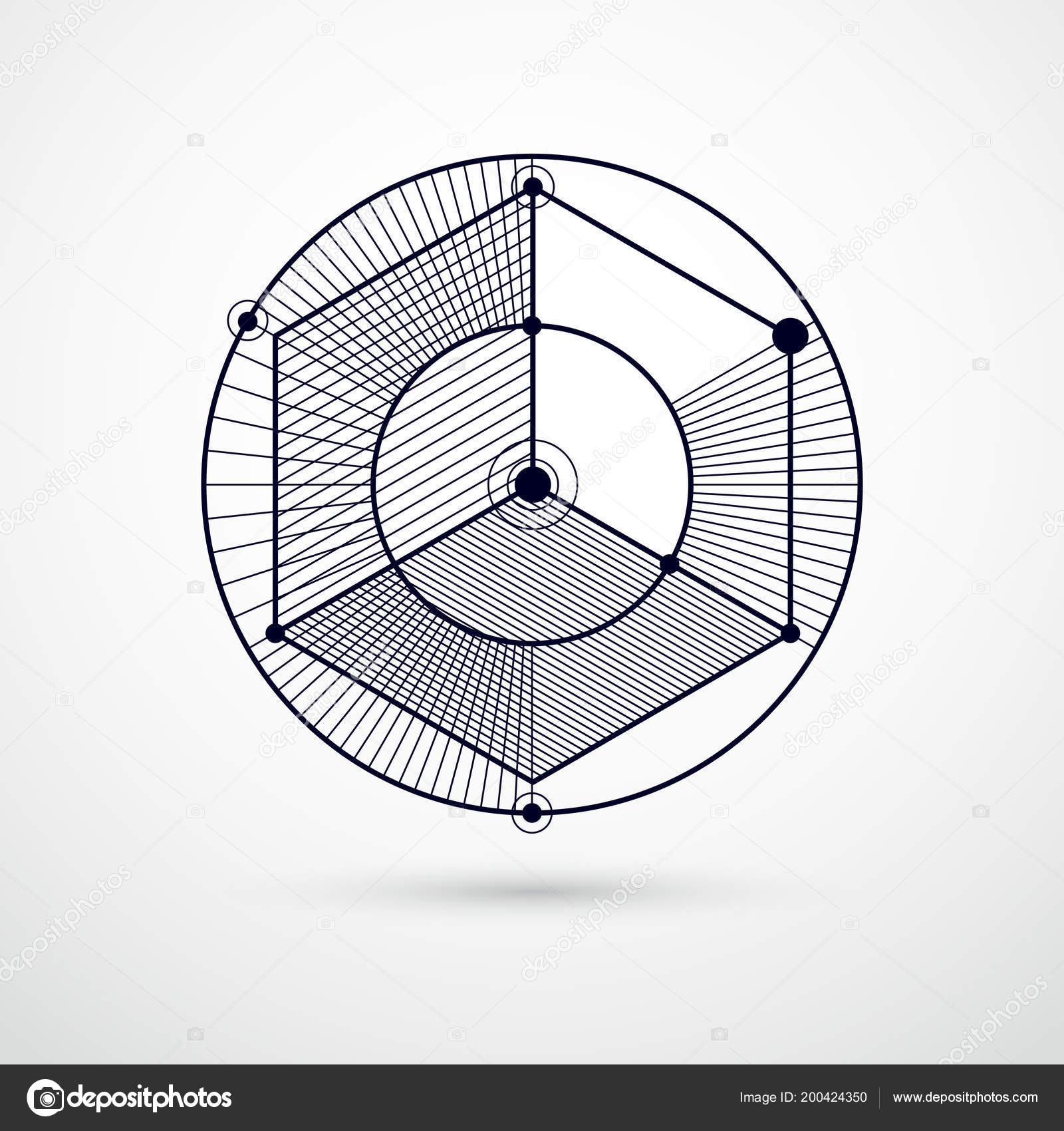 Geometric Technology Vector Black And White Drawing, 3D Technical Wallpaper Geometric Technology Vector Black And White Drawing, 3D Technical Wallpaper