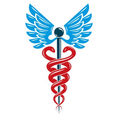 Asklepios vektör soyut amblemi eczane reklamda kullanılan kanatları ve yılanlar için en iyi kullanarak oluşur.