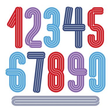 Gece kulübü reklam için logo tasarımı kullanmak için paralel çizgiler ile yapılan vektör funky uzun boylu sayılar toplama.