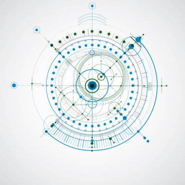 Teknik plan, taslak kullanılmak üzere grafik ve web tasarım mühendislik soyut. Renkli vektör çizim endüstriyel sistemin mekanik parçalar ve daireler ile oluşturulan.