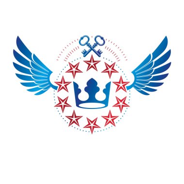 Kraliyet Taç amblemi. Heraldic Coat of Arms dekoratif logosu izole edilmiş vektör çizimi. Beyaz arkaplanda eski tarzda antik logotype.