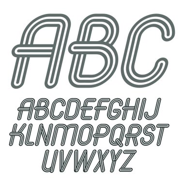 Trendy vektör sermaye alfabesi harfleri, izole abc kümesi. Retro italik type yazı tipi, komut dosyasından bir z için logo oluşturma için kullanılabilir. Çift çizgili dekorasyon ile yapılan.