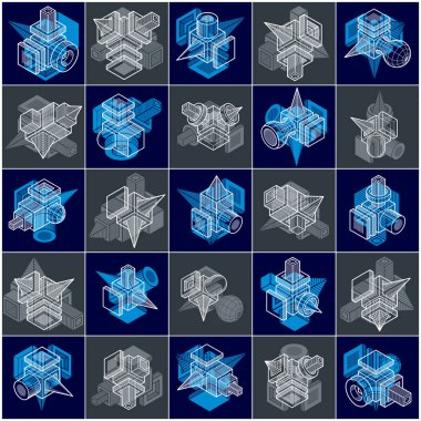 Farklı mühendislik yapıları koleksiyonu, soyut kümesi Vektörler..