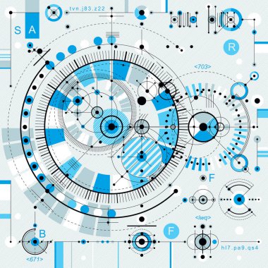 Mimari plan, vektör dijital arka plan farklı geometrik tasarım öğeleri ile. Web sitesi arka plan olarak kullanmak için.