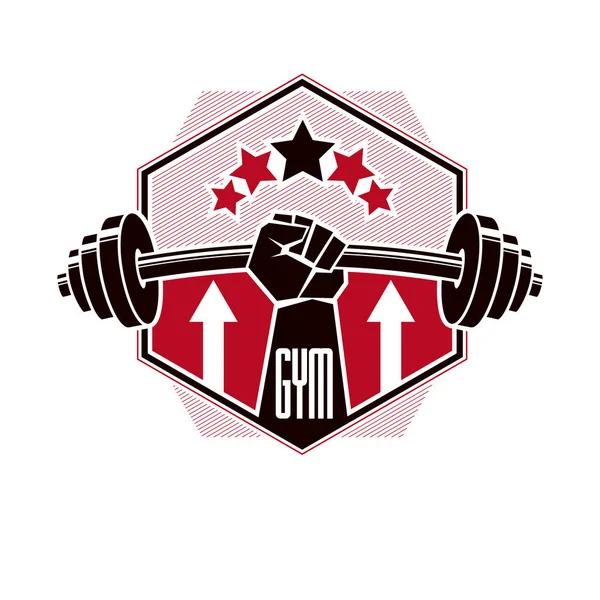 Vücut Geliştirme Fitness Spor Logo Şablonlar Retro Tarzı Vektör Amblemi — Stok Vektör