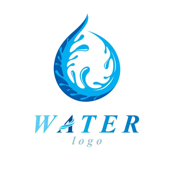 Emblema Vector Azul Conceptual Agua Dulce Para Uso Publicidad Agua — Archivo Imágenes Vectoriales