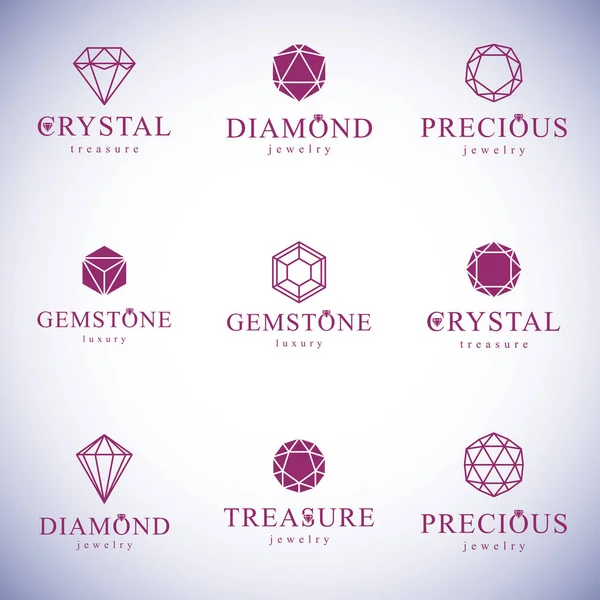 Vektör soyut geometrik şekiller lüks logo olarak kullanmak için en iyi dizi. Parlak takı işareti.