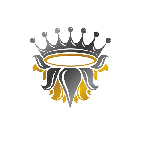 Majestueus Crown Embleem Heraldische Jas Van Wapens Decoratieve Logo Geïsoleerde — Stockvector