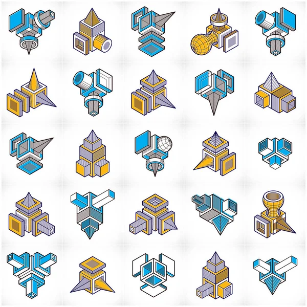 Soyut yapılar kümesi, boyutlu tasarımlar koleksiyonu vektör.
