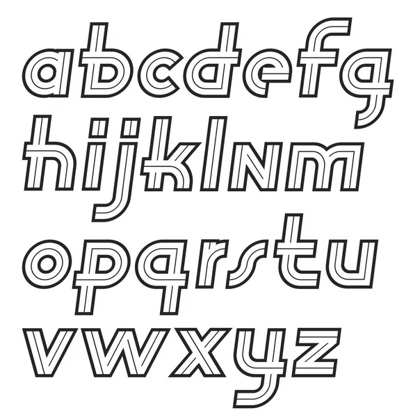 Vector Retro 70S Lower Case Russian Alphabet Letters Collection Can — стоковый вектор