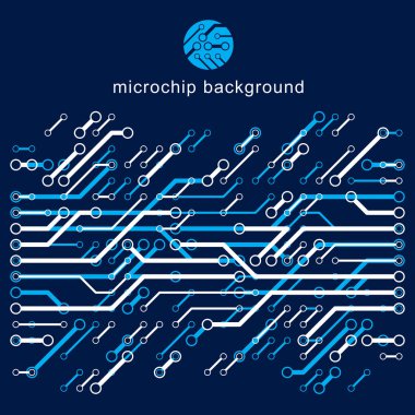 Vektör soyut bilgisayar devre kartı çizim, teknoloji öğe bağlantıları ile. Elektronik tema web tasarım. Modern teknoloji iletişim kavramı