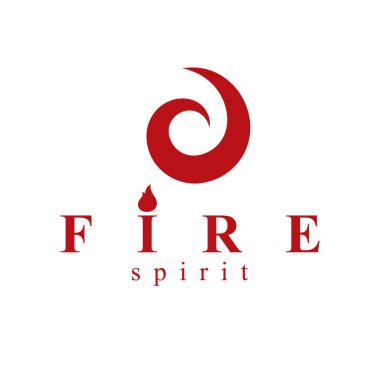 Benzin şirketi amblemi olarak kullanılan ateş elemanı soyut logosu. Petrol ve gaz vektörü iş dünyası kavramsal sembolü.