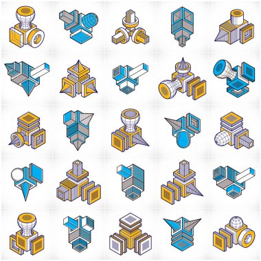 İnşaat izometrik tasarımlar soyut, set vektör.