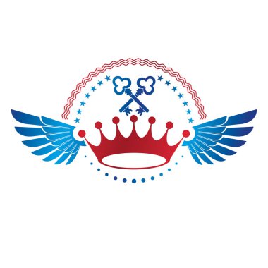 Kraliyet Taç amblemi. Heraldic Coat of Arms dekoratif logosu izole edilmiş vektör çizimi. Beyaz arkaplanda eski tarzda antik logotype.