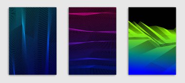 Soyut hat sanat vektör en az çağdaş broşür tasarımları ayarla, geometrik noktalı gradyan ile kapak şablonları 