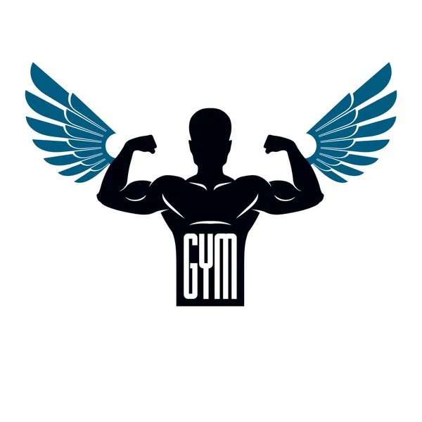 Modèle Logo Club Sport Gymnase Forme Physique Lourd Emblème Vectoriel — Image vectorielle