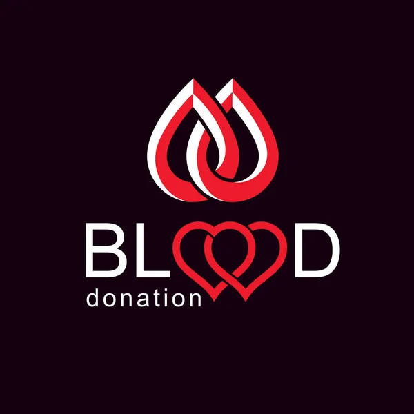 Bloeddonatie Inscriptie Gemaakt Met Hartvorm Bloeddruppels Gezond Levensstijl Conceptueel Symbool — Stockvector