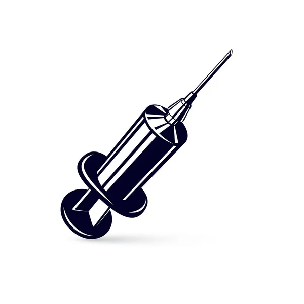 Vector Graphic Illustration Plastic Disposable Syringe Medical Injections Get Vaccinated — Stock Vector