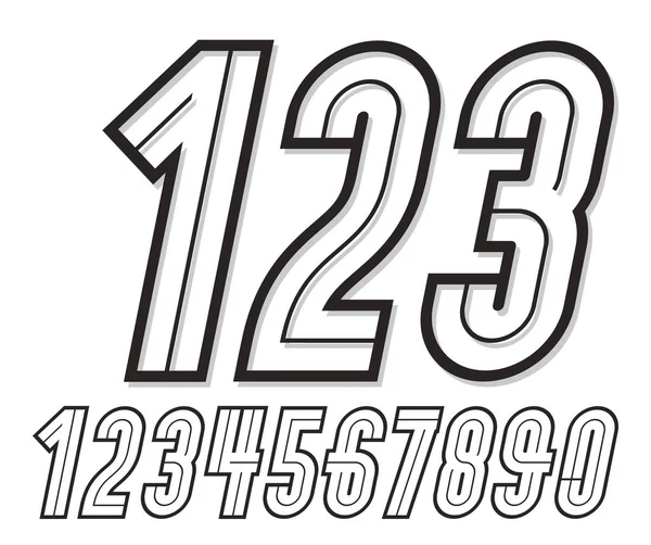 流行のレトロな斜体の背の高い数値コレクション ビンテージ ポスター デザイン要素として使用するためのベクトル記数法 — ストックベクタ