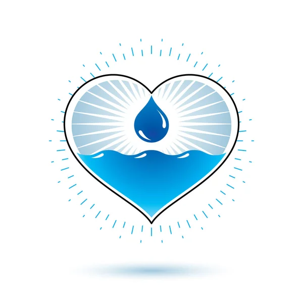 纯水矢量抽象符号用于矿泉水广告 人与自然共存的概念 — 图库矢量图片