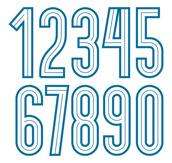 白い線 企業ロゴのデザインでの使用に最適でベクトル大胆な背の高い数字のセット — ストックベクタ