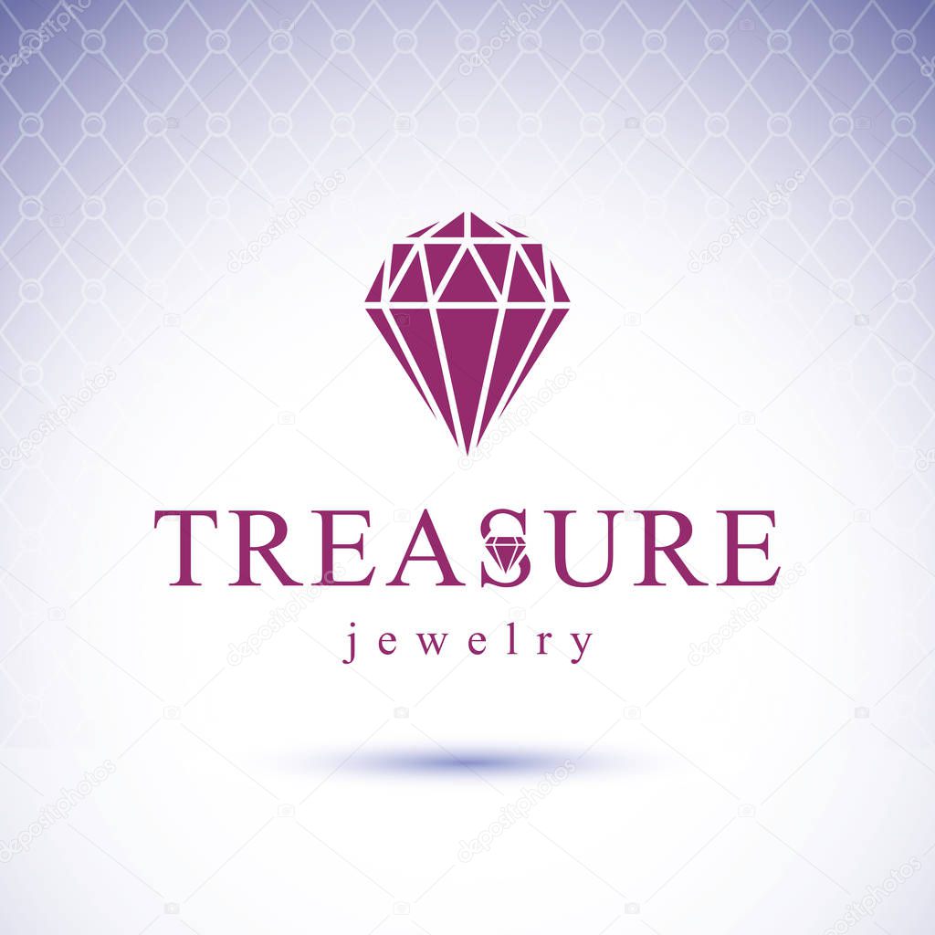 Vector shining gemstone design element. Brilliant jewelry sign emblem, illustration.