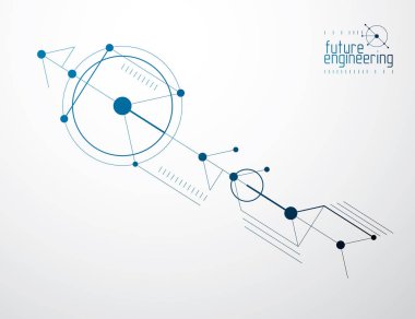 Daireler ve çizgilerden yapılmış mühendislik teknolojisi vektör duvar kağıdı. Modern geometrik bileşim şablon ve düzen olarak kullanılabilir. Soyut teknik arkaplan.