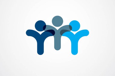 Takım çalışması iş birliği ve işbirliği basit geometrik elementlerle yaratıldı. Vektör simgesi ya da logo. Dostluk rüya takımı, birleşik ekip mavi tasarım..