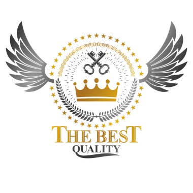 Eski Crown amblemi. Hanedan vektör tasarım öğesi. Retro tarzı etiket, Hanedanlık armaları logo. Beyaz arka plan üzerinde izole süslü logo.