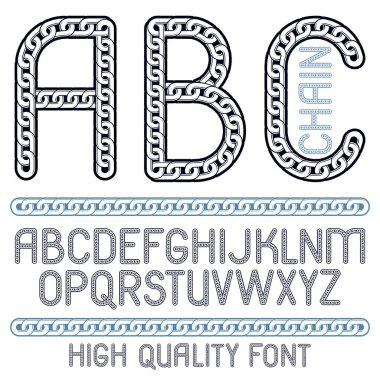 Vektör type yazı tipi, üzerinden komut dosyası bir bağlantı z. büyük yaratıcı harfler, demir zinciri ile yapılan abc bağlı.