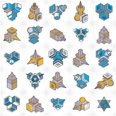 3D mühendislik vektörel çizimler, soyut şekiller collection.