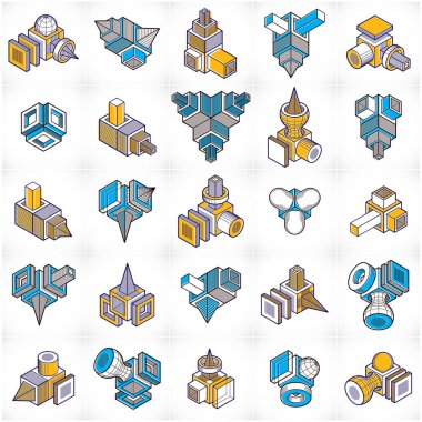 Soyut vektörel çizimler, 3B şekillerin ayarla.