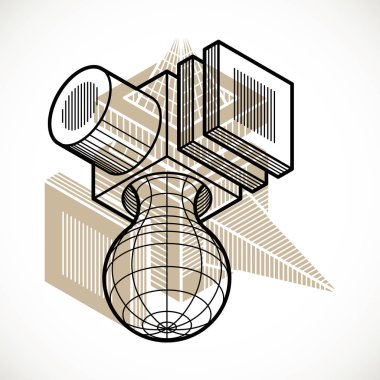 Soyut trigonometrik inşaat, vektör boyutlu tasarım şablonu.