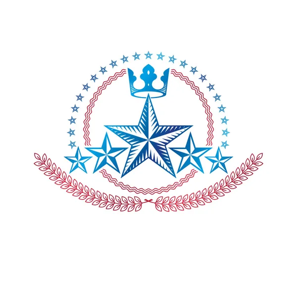 Эмблема Военной Звезды Созданная Королевской Короной Лавровым Венком Геральдический Векторный — стоковый вектор