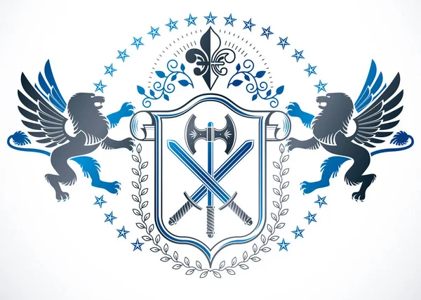 Vintage Award Design Vintage Heraldic Wappen Vektor Emblem Bestehend Aus — Stockvektor