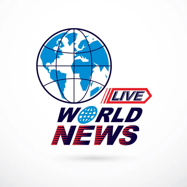 Wereld Nieuws Concept Vectorillustratie Globe Journalistiek Thema Live Nieuws — Stockvector
