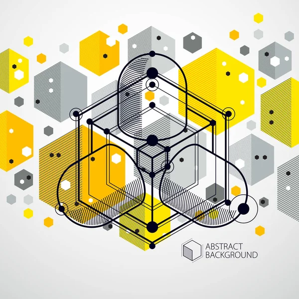 Linien Und Formen Abstrakte Vektor Isometrische Gelben Hintergrund Abstraktes Schema — Stockvektor
