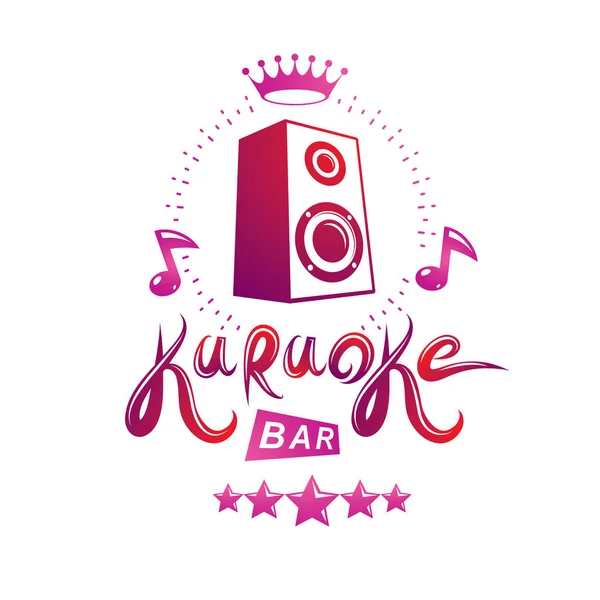 Karaoke Bar Caligrafia Letras Compostas Com Equipamento Áudio Subwoofer Notas — Vetor de Stock