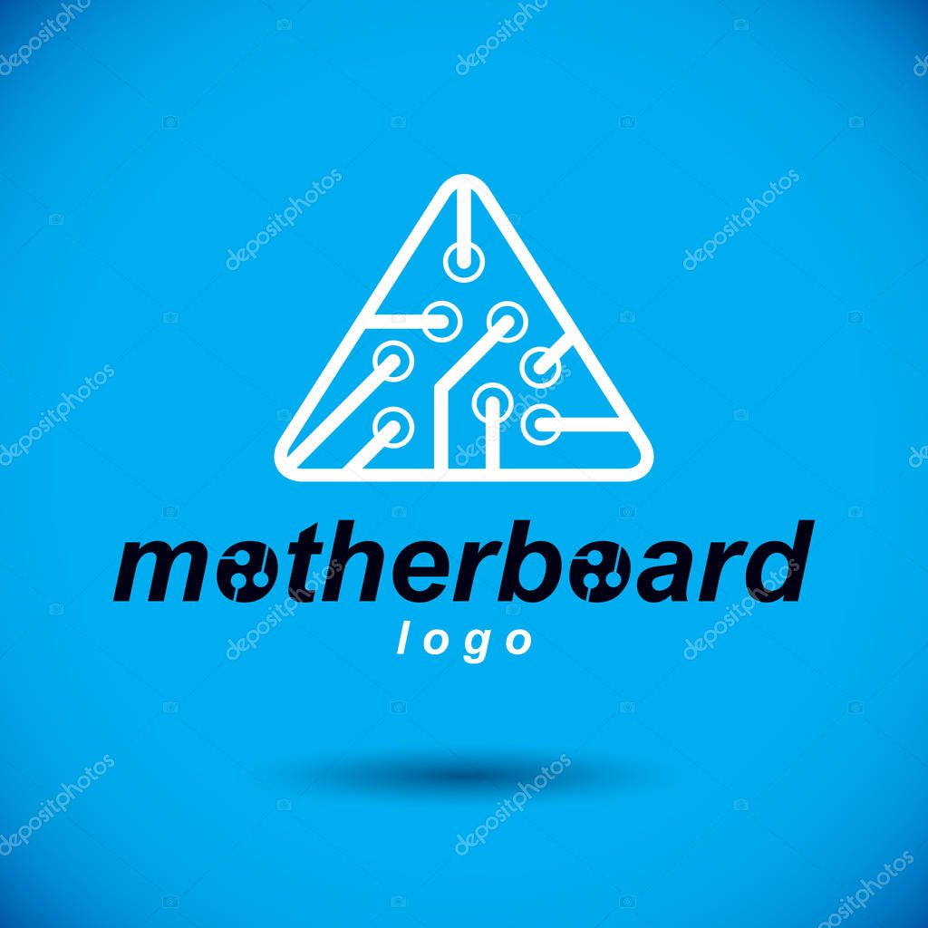 Vector abstract technology circuit board. High tech digital scheme of electronic device. Technology microchip logo.