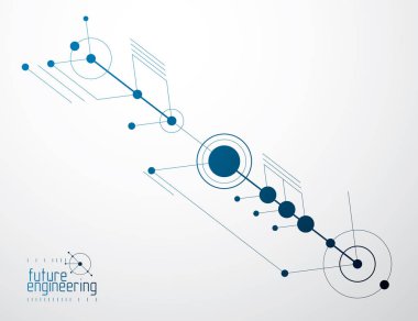 Makine mühendisliği teknolojisi vektörü soyut arkaplan, yenilikçi endüstriyel şemalarla sibernetik soyutlama.