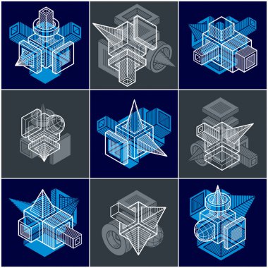 Soyut geometrik şekiller mühendislik, basit vektörel çizimler ayarla.