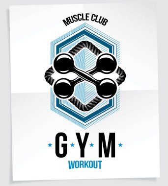 Fitness dumbbell spor aletleri kullanılarak yapılan spor popularization ilham verici vektör poster.