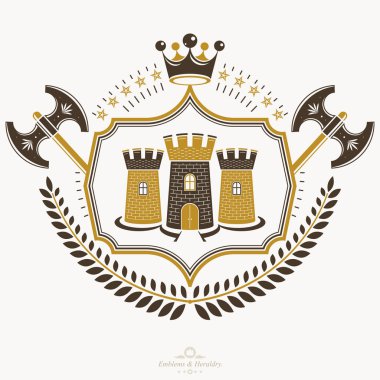 Klasik dekoratif amblem bileşimi, heraldik vektör.
