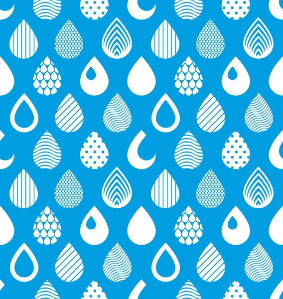 Gotas Lluvia Cayendo Patrón Sin Costura Vector Color Azul Repetir — Archivo Imágenes Vectoriales