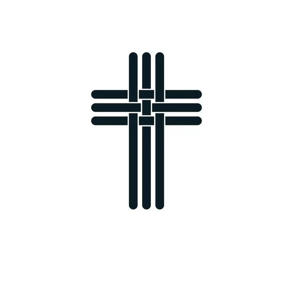 Croce Cristiana Vera Fede Vettore Religione Simbolo Cristianesimo Icona Gesù — Vettoriale Stock