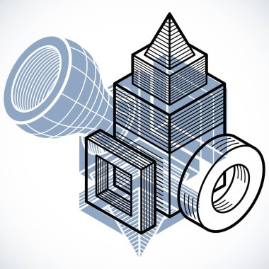 Soyut şekli, 3B vektör poligonal şekil mühendislik.