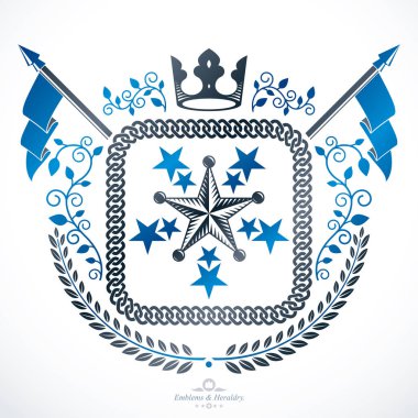 Vintage heraldry tasarım şablonu, vektör amblemi