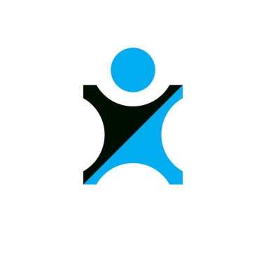 Vektör çizim kadar ulaşan ile mutlu soyut insan. Özgürlük kavramsal sembol. Mutluluk metafor logo. İş yenilik fikir yaratıcı simgesi.