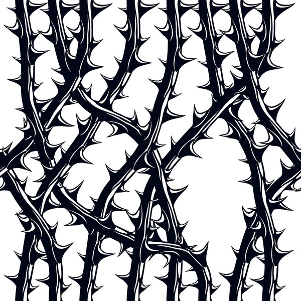 Стиль Хоррор Арта Бесшовный Узор Векторный Фон Черные Ветви Шипами — стоковый вектор